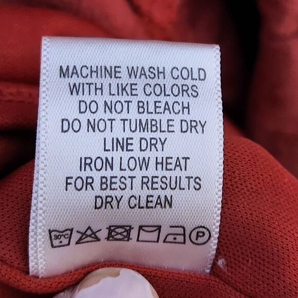 Loveriche shirred bodice ruffle midi dress rust/ brick red colored - Picture 7 of 10